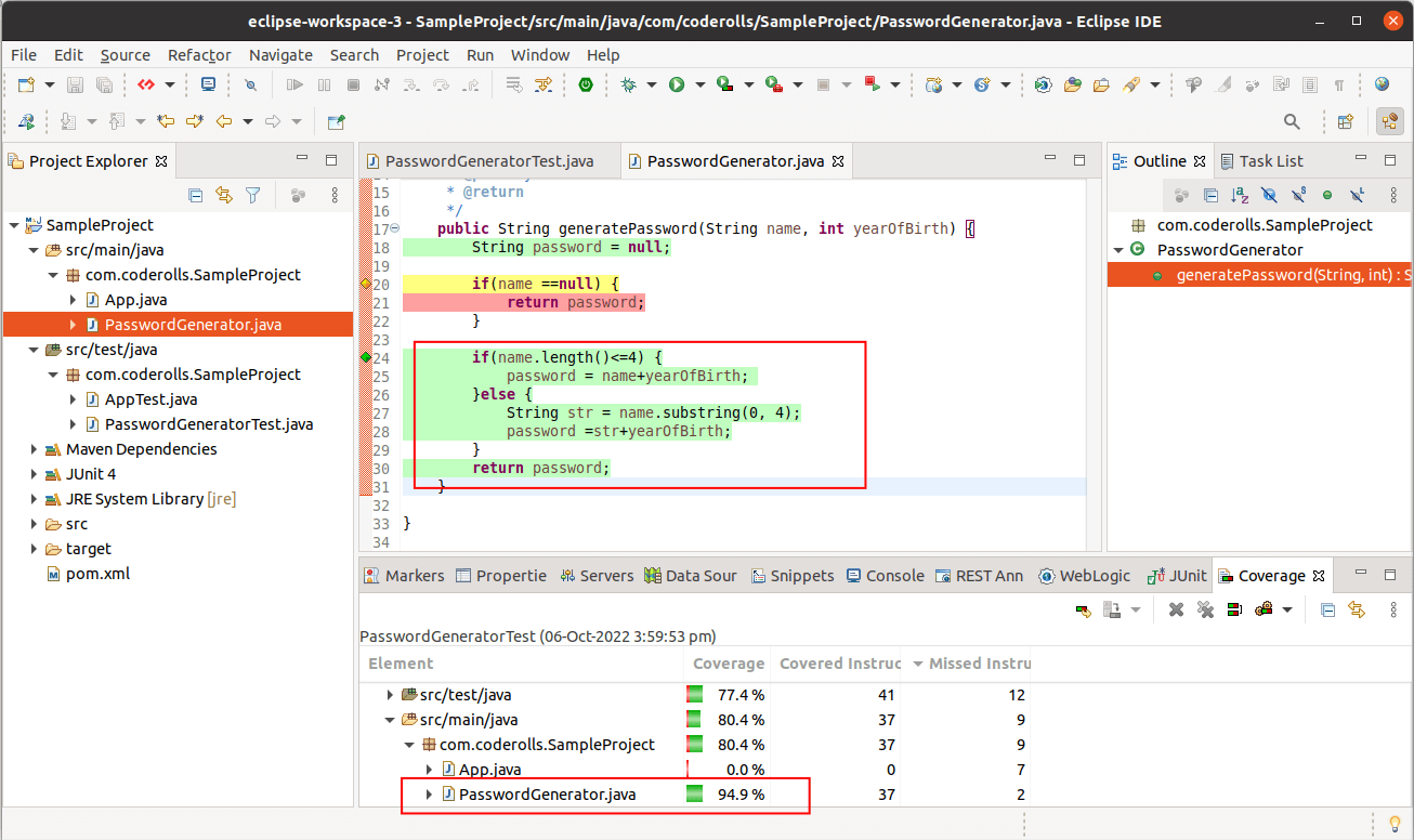 Code for both if and Else condition is covered