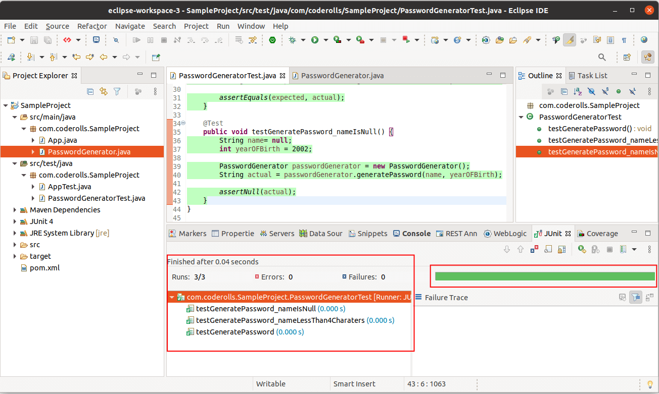 All Three Unit Test cases Passed